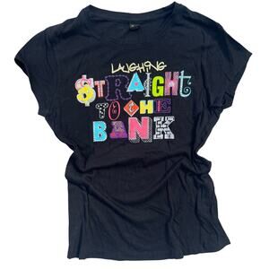 G Unit T-Shirt Embellished Laughing Bank Womens Size Large Gaphic